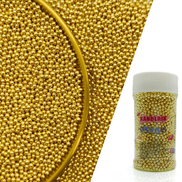 Edible Super Gold Pearl Sugar Sprinkles Candy 2mm Mini Pearls Cake Decorations Cupcake Toppers Cookie Decorating Perfect for Wed