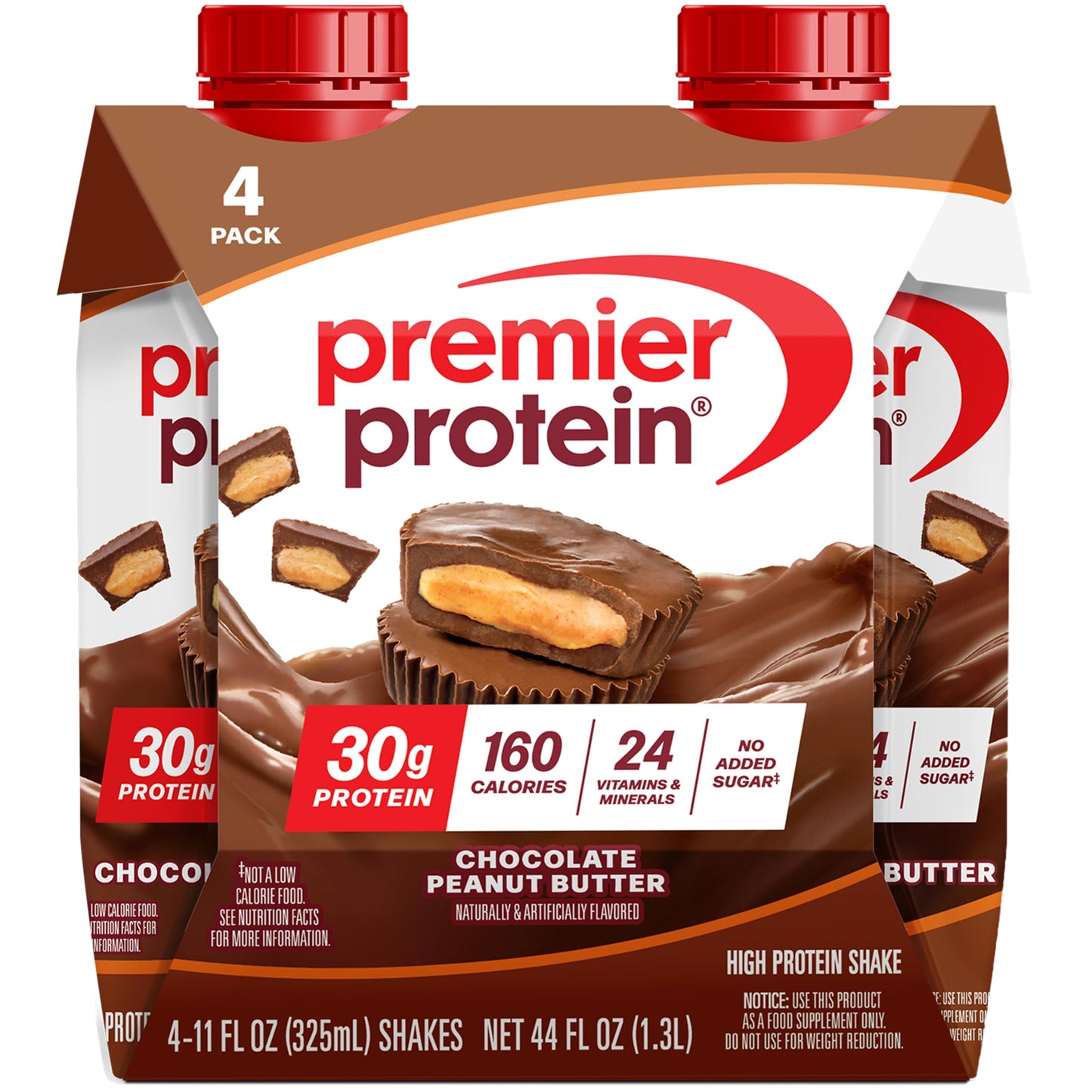 Premier Protein Shake, Chocolate Peanut Butter, 30g Protein, No Added Sugar, 24 Vitamins & Minerals to Support Immune Health, 11