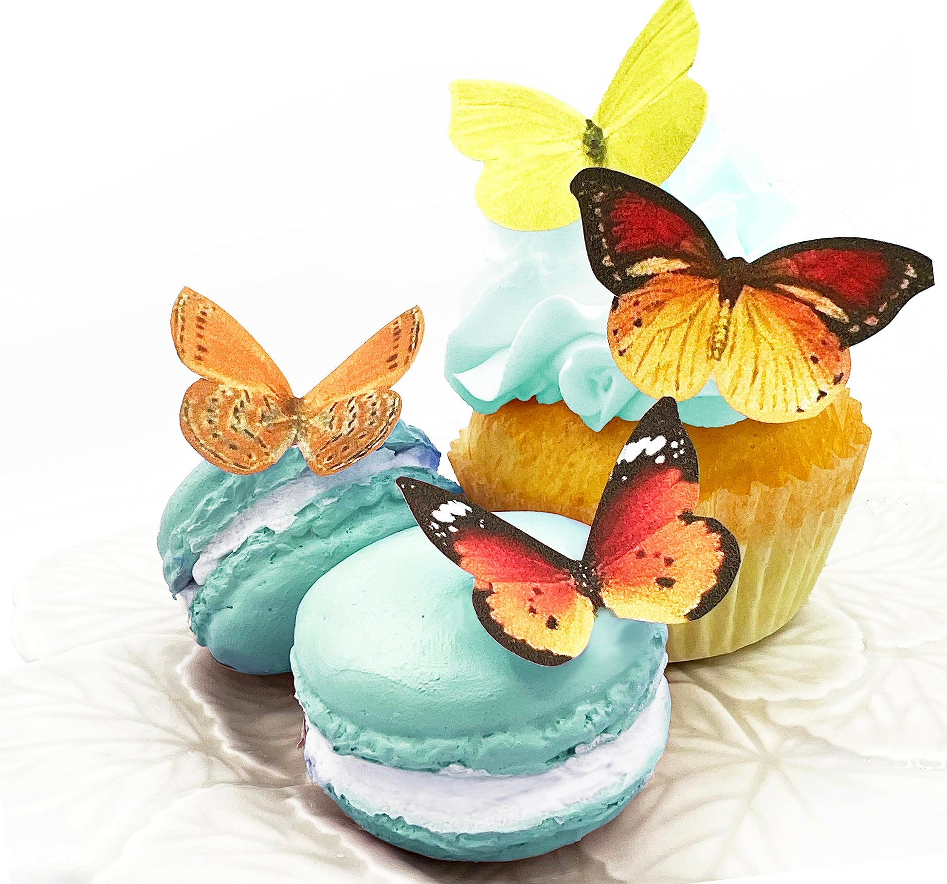 Sugar Robot Inc. Edible Butterflies Cake Toppers, Wafer, 1.75 inches, Orange and Yellow