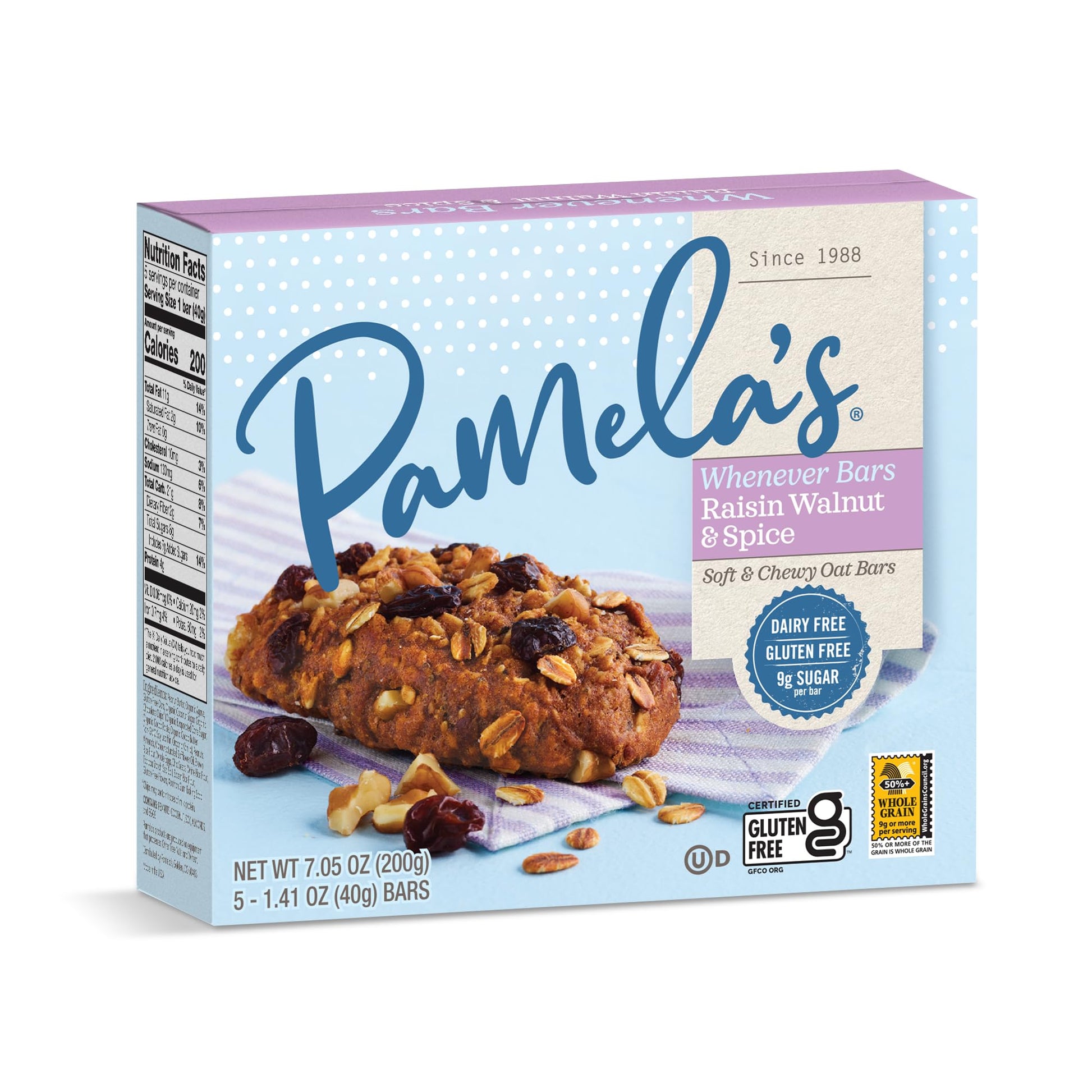 Pamelas Products Oat Raisin Walnut Bar, 7.05 oz, Pack of 6, 18.3 cm x 14.5 cm x 31.5 cm, Model
