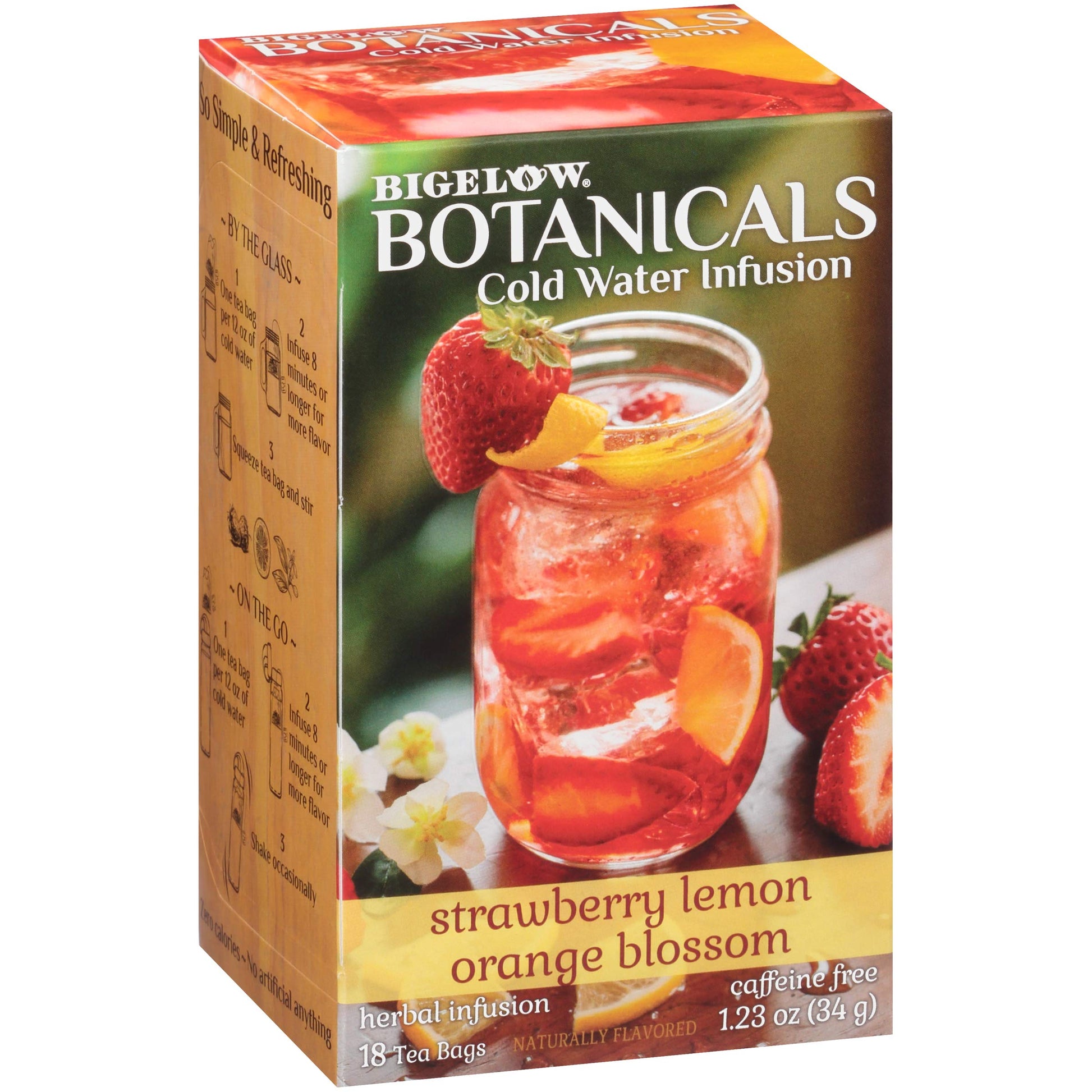 Bigelow Tea Cold Water Infusion Herbal Tea, Strawberry Lemon Orange, Caffeine Free, 18 Count (Pack of 6), 108 Total Tea Bags