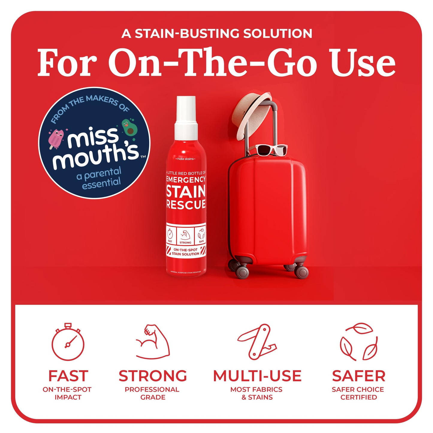 Emergency Stain Remover Spray - 4Oz Laundry Stain Remover For Clothes, Upholstery Fabric, Carpet - Works On Most Blood, Grass, C