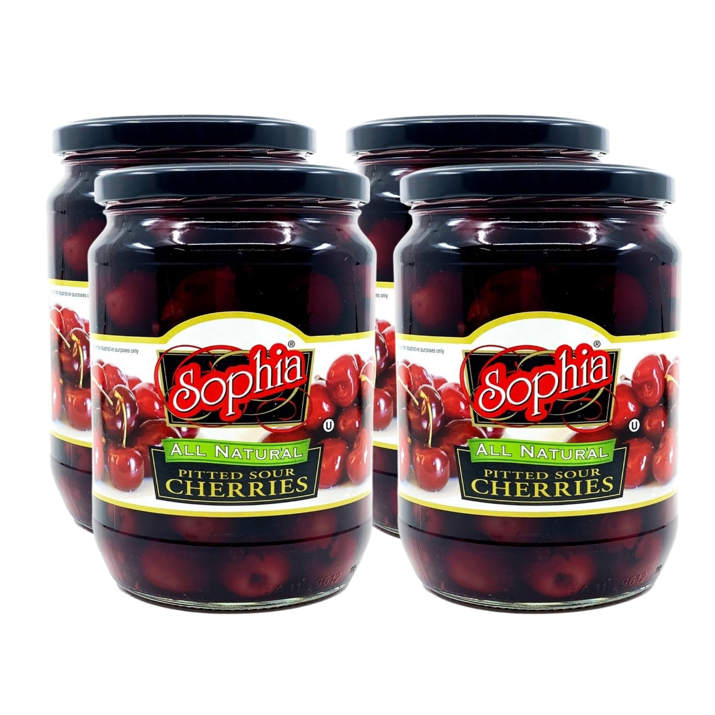 Sophia Foods Sour Cherries  Pitted  24Oz Jar (4-Pack) | Tart Cherries In A Jar For Baking  Mixed Flavors  And Snacks | Great For Old Fashioneds | Canned Fruit Garnish & Dessert Topping