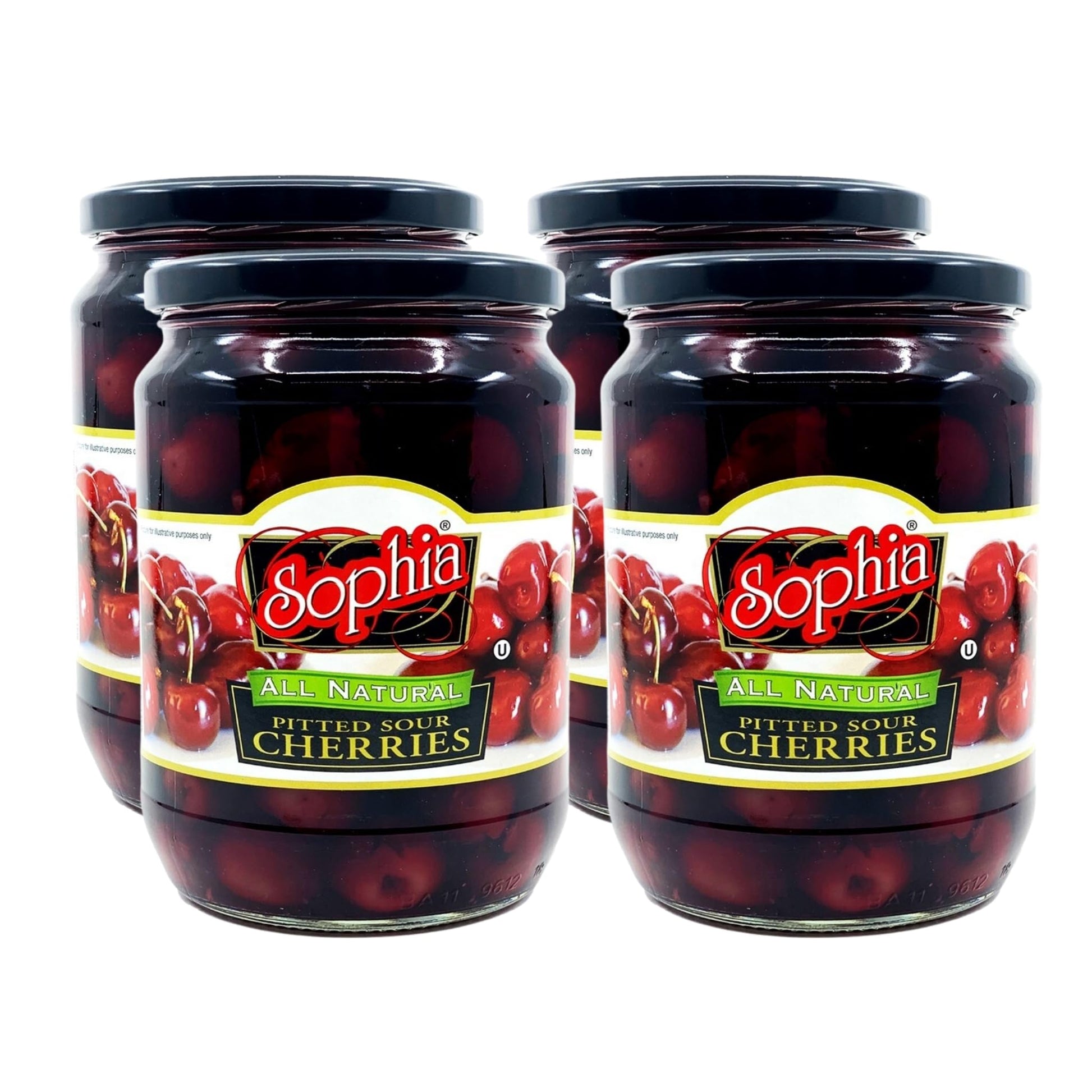Sophia Foods Sour Cherries  Pitted  24Oz Jar (4-Pack) | Tart Cherries In A Jar For Baking  Mixed Flavors  And Snacks | Great For Old Fashioneds | Canned Fruit Garnish & Dessert Topping