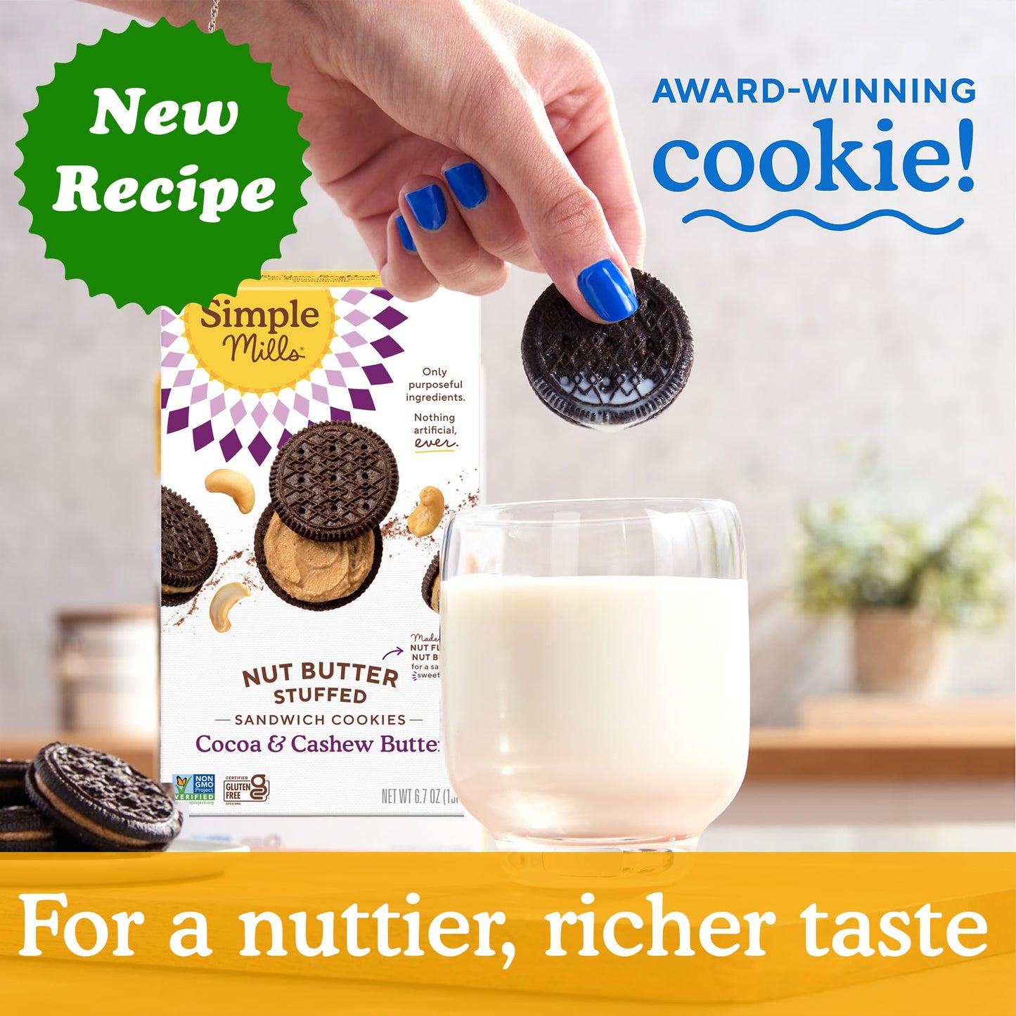 Simple Mills Nut Butter Stuffed Sandwich Cookies, Cocoa Cashew Crme, Nothing Artificial, Vegan Friendly, Kosher, Gluten Free & N