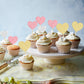 Gyufise Heart Cupcake Toppers, 30Pcs Glitter Picks for Valentines Day, Gold Pink Silver, Paper, Model ZN0555-MU1