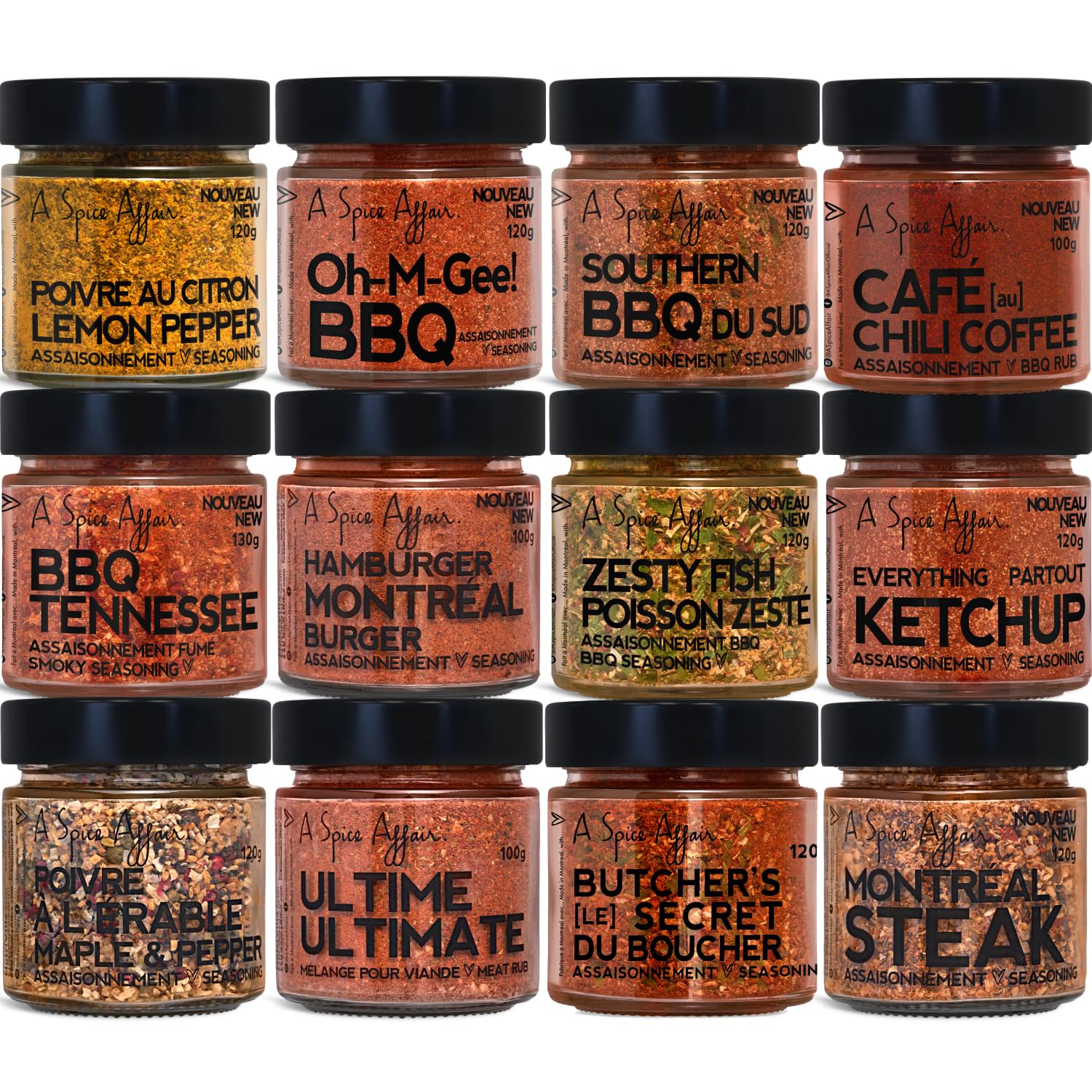 A Spice Affairs Holy Grill 12-Pack BBQ Grill Spice Sets with Spices Included | Barbecue Grill Seasoning Gift Set | Pork Montrea