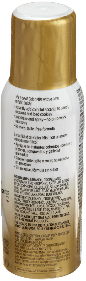 Wilton Color Mist, Shimmering Food Color Spray, For Decorating Cakes, Cookies, Cupcakes Or Any Food For A Dazzling Effect, Gold,