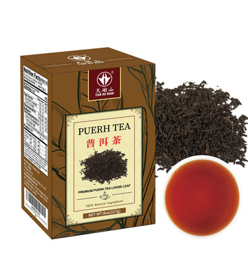 Tian Hu Shan Puerh Tea Loose Leaf, Ripe Pu'Erh Tea, Aged Black Tea Puerh Tea, 8 Ounce (Pack Of 1)