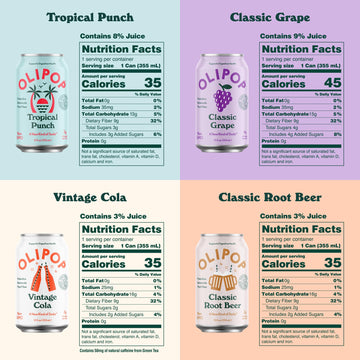 OLIPOP Sparkling Tonic Variety Pack, Prebiotic Soda Sampler, Vegan, Non-GMO, 12 Fl Oz, Pack of 12
