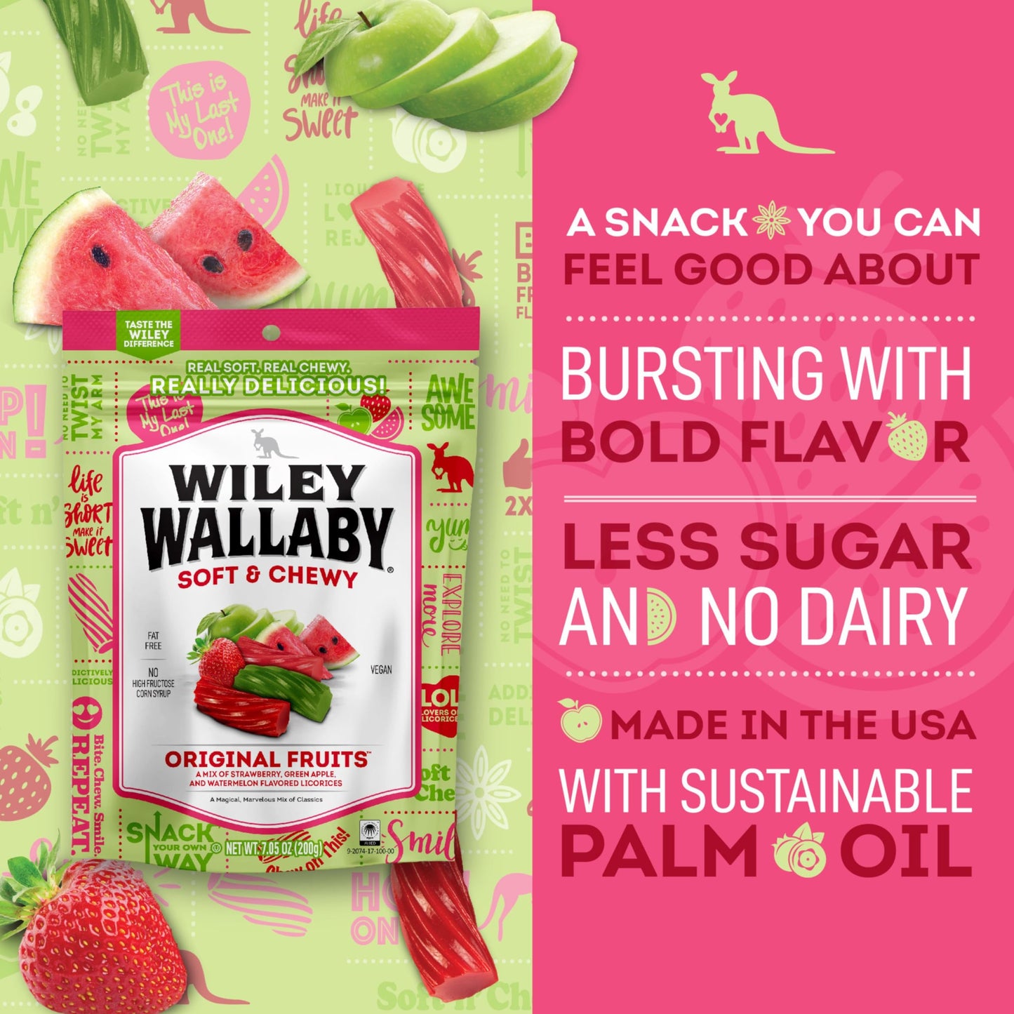 Wiley Wallaby Licorice 10 Ounce Classic Gourmet Soft & Chewy Australian Original Fruits Licorice Candy Twists, 1 Pack