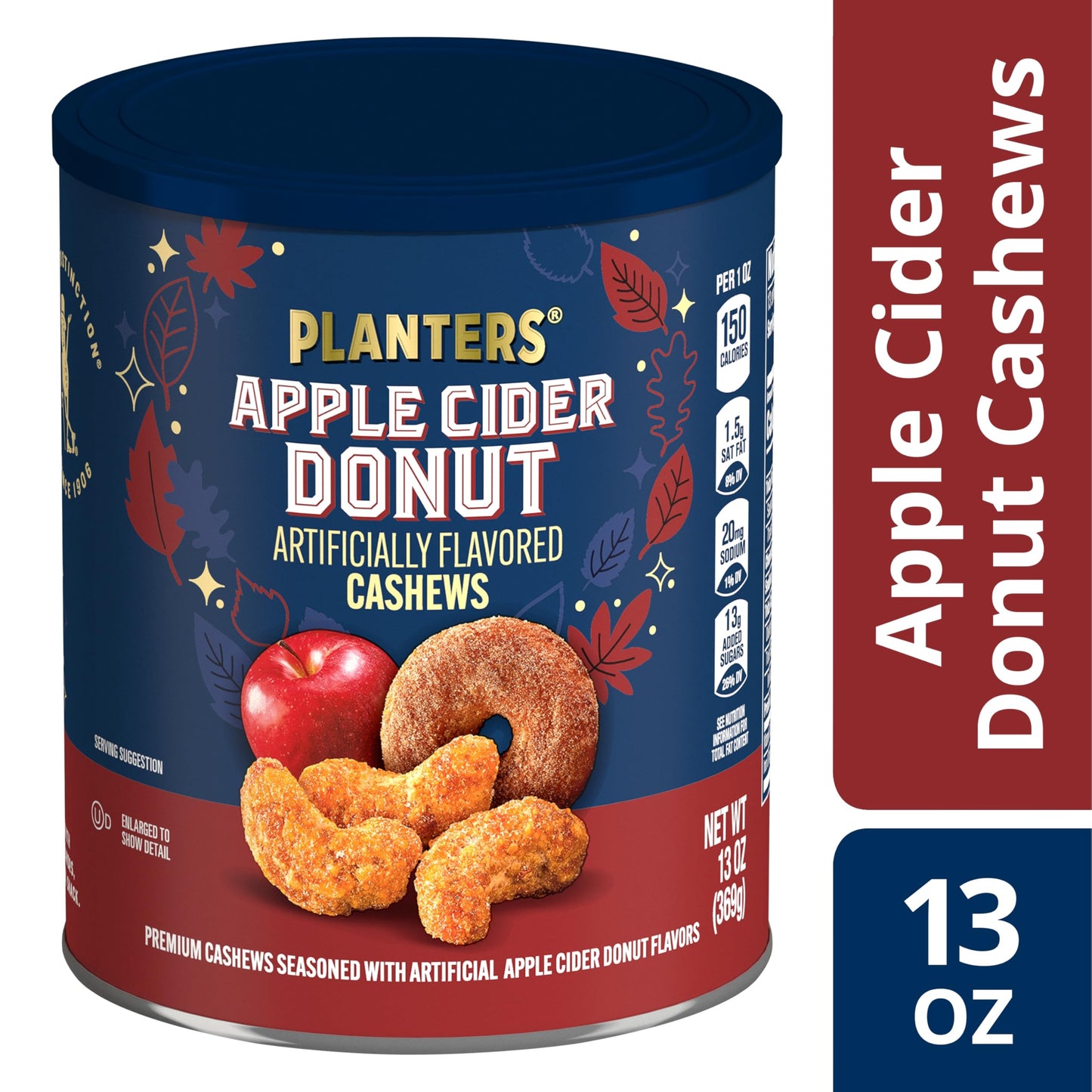 PLANTERS Apple Cider Donut Cashews - 13oz Pack of 1, Sweet & Crunchy Snack