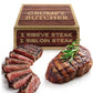 Grumpy Butcher 2-Steak Sampler Gift Basket For Men – 1 Ribeye Steak (14 Oz) & 1 Top Sirloin (6 Oz) – Gourmet Steakhouse Gift, Elegantly Packaged