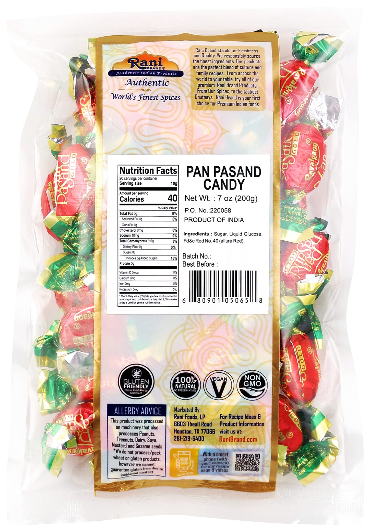Rani Pan Pasand Candy - 7oz (200g) Vegan, Gluten Friendly, NON-GMO, Indian