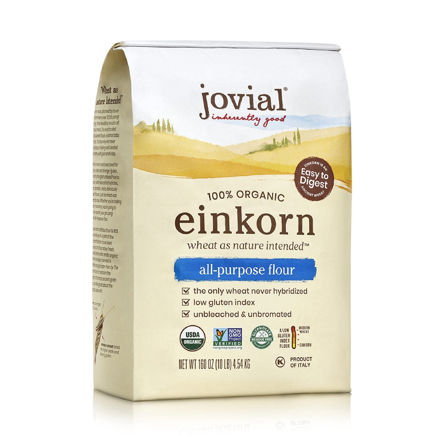 Jovial Organic Einkorn All Purpose Flour - High Protein, Non-GMO, 10 Lb