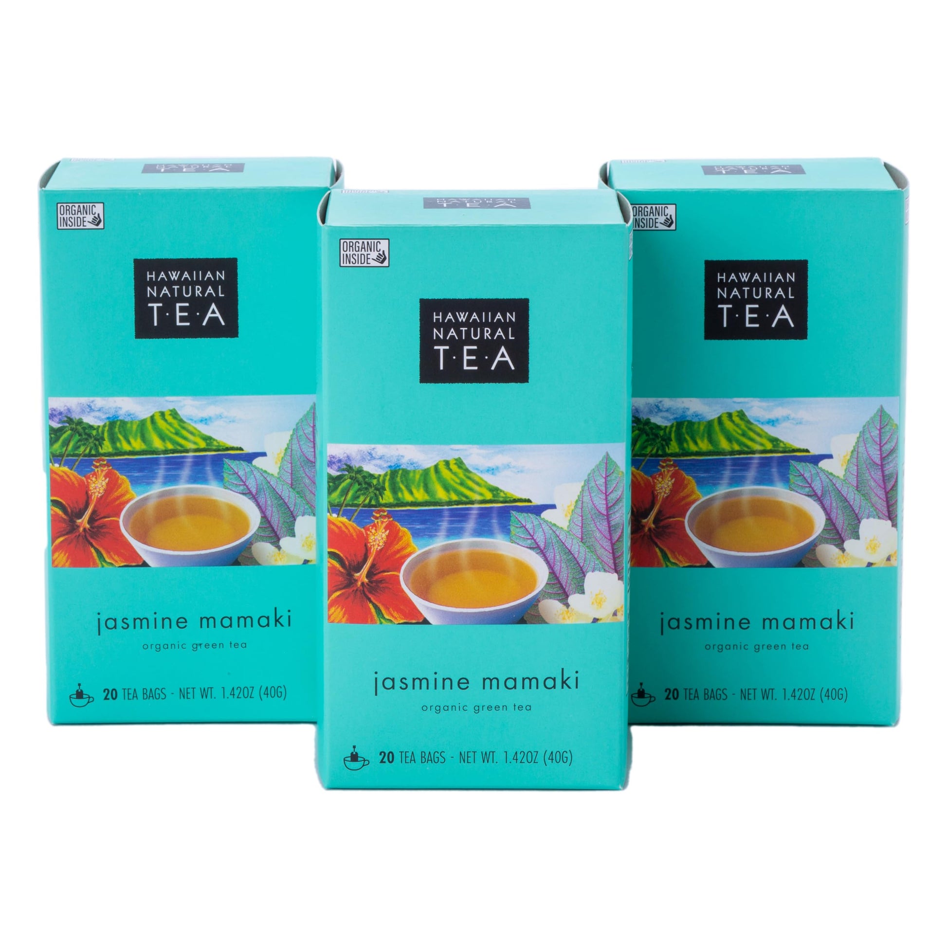Hawaiian Natural Tea Organic Mamaki Jasmine Green Tea Blend - 60 Tea Bags, Antioxidant-Rich, Calming Wellness Tea for Bedtime