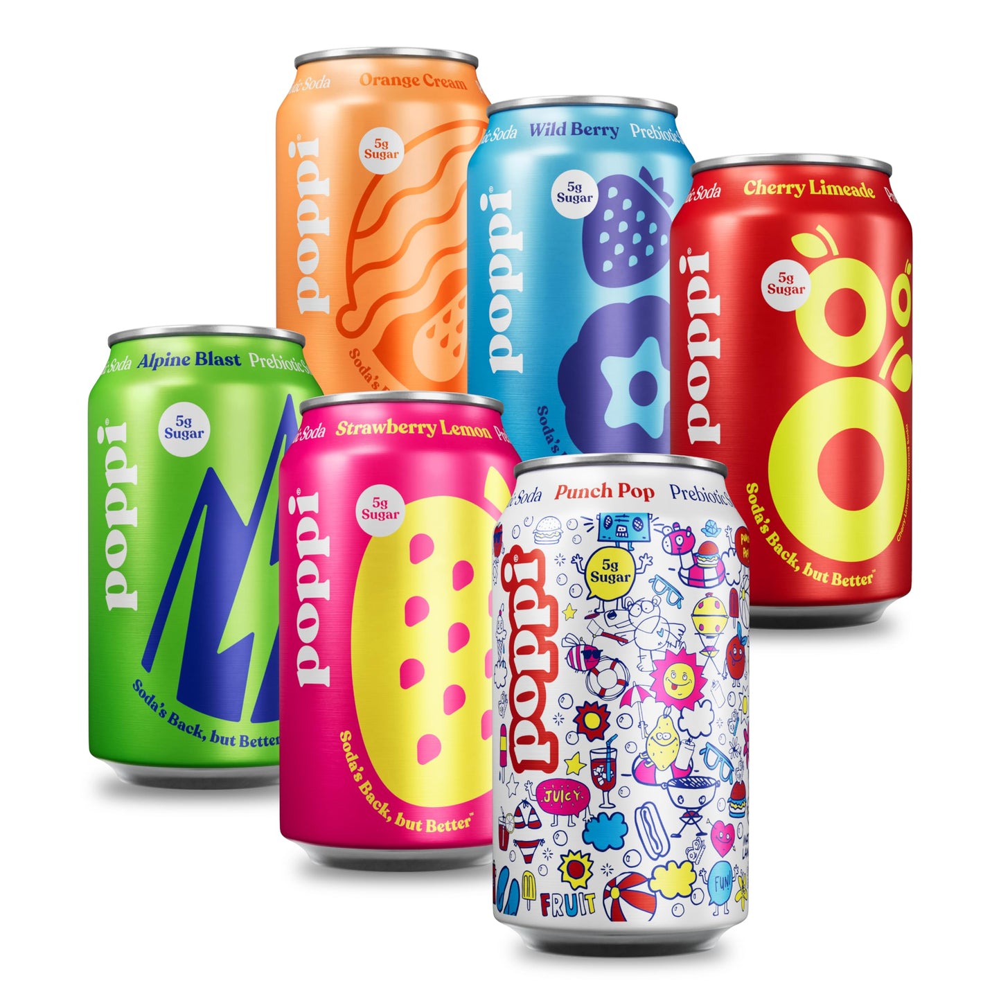 Poppi Sparkling Prebiotic Soda Beverage with Apple Cider Vinegar  Seltzer Water and Fruit Juice  New Obsessions Variety Pack  12 Fl Oz  Pack of 12  Packaging May Vary