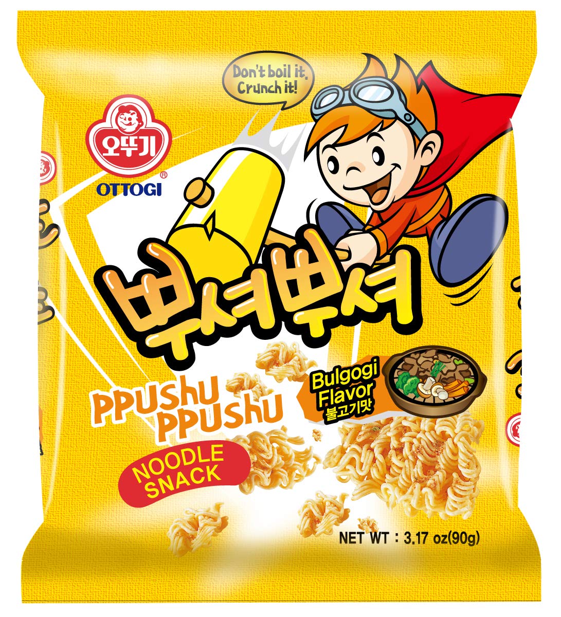 OTTOGI PPUSHU Noodle Snack, Bulgogi Flavor, 24 Pack, 3.17 Ounce Each