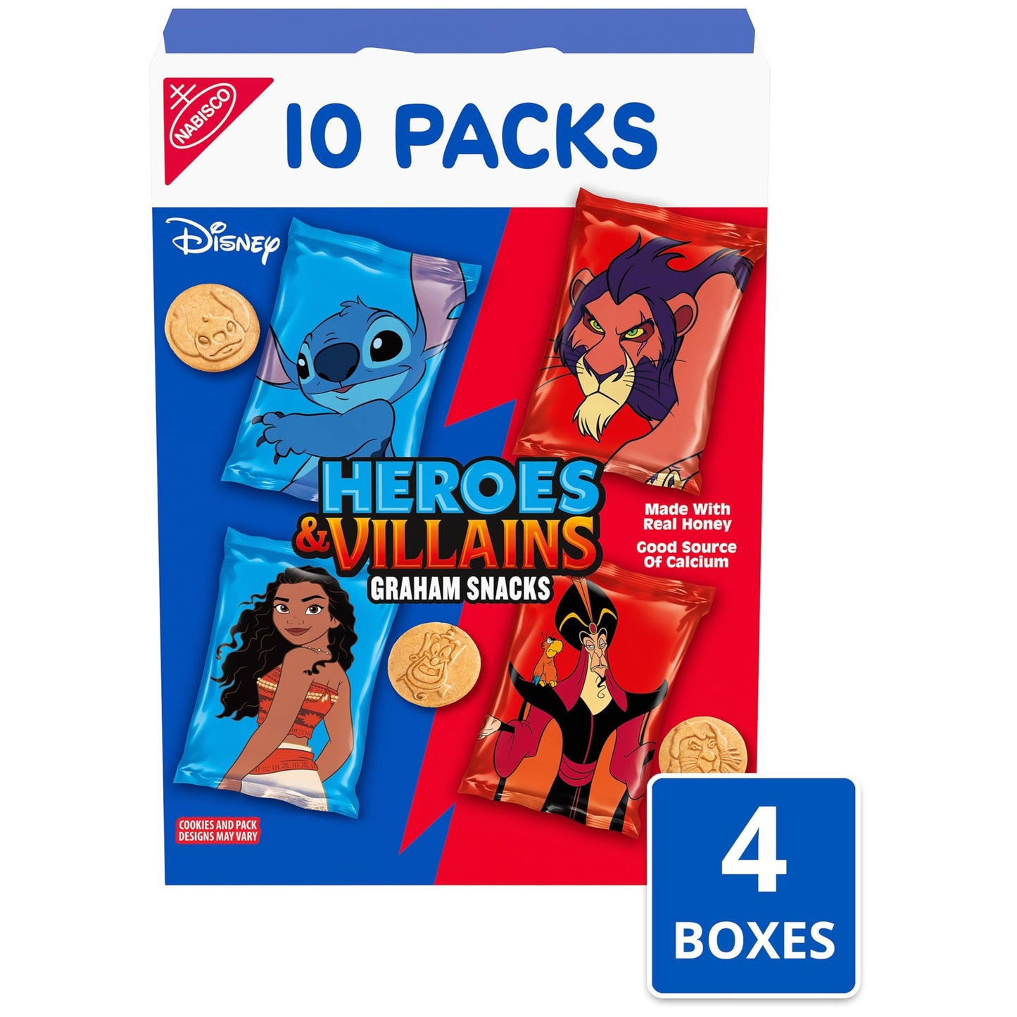 Disney Heroes And Villains Graham Snacks, Custom Cookies Variety Pack, 40-1 Oz Kids Snack Packs