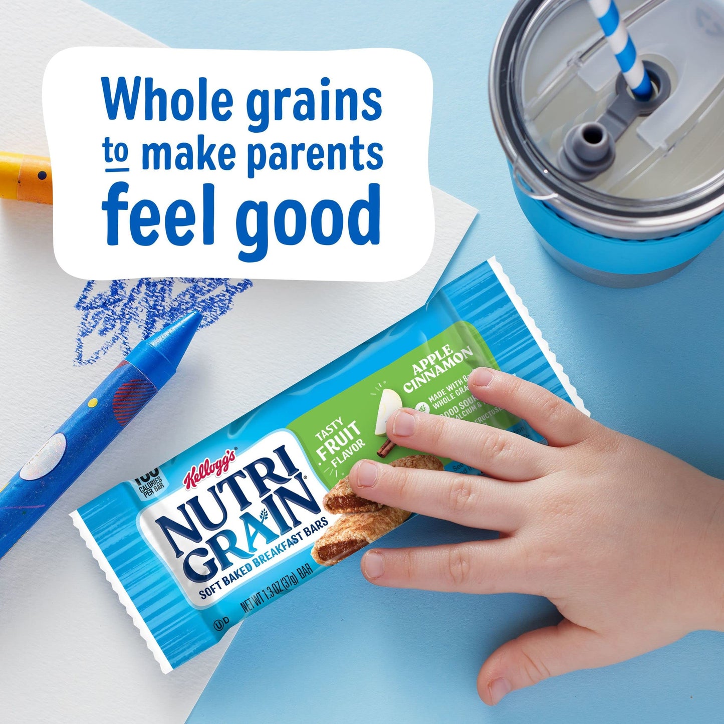 Nutri-Grain Soft Baked Breakfast Bars, Kids Snacks, Whole Grain, Value Pack, Apple Cinnamon, 20.8Oz Box (16 Bars)