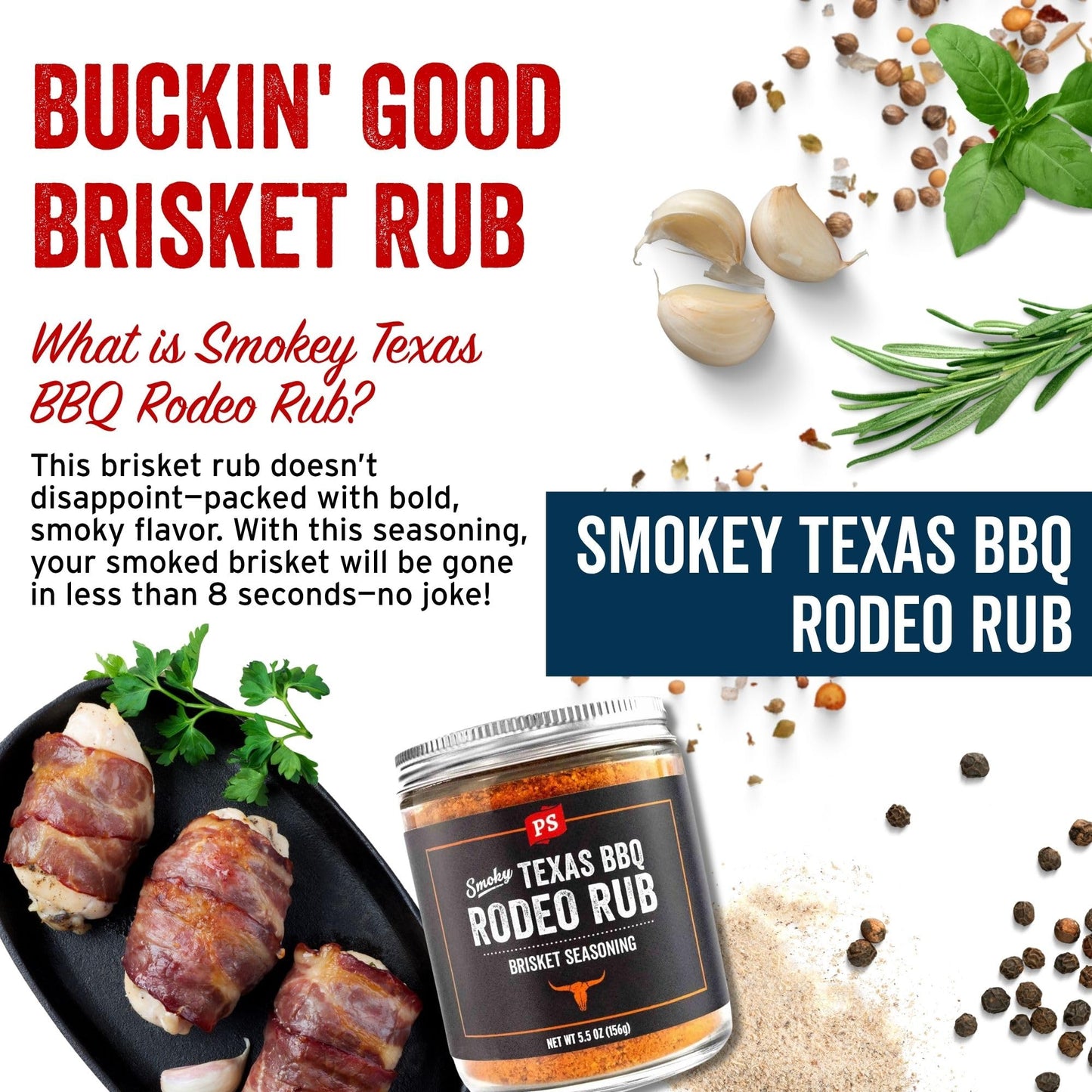 Ps Seasoning Texas-Style Brisket Rodeo Rub - Dry Bbq Rubs And Spices For Grilling, Smoky Aroma, Roasting - Smoky Texas Flavor, Bbq Seasoning Spice Blend For Beef Brisket, Steak, Pulled Pork, Chicken