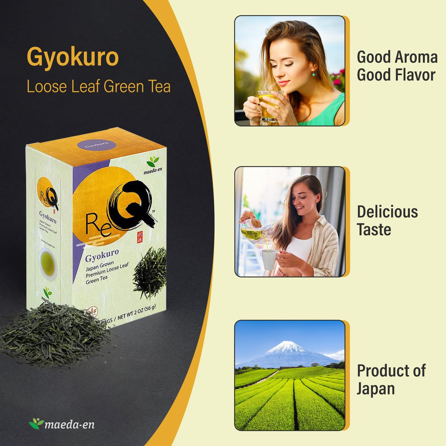 Maeda-En Re-Q Gyokuro Loose Leaf Green Tea 56 Gram Japanese Origin Hot Or Iced Drink With Pleasant Aroma 08101 1Pk