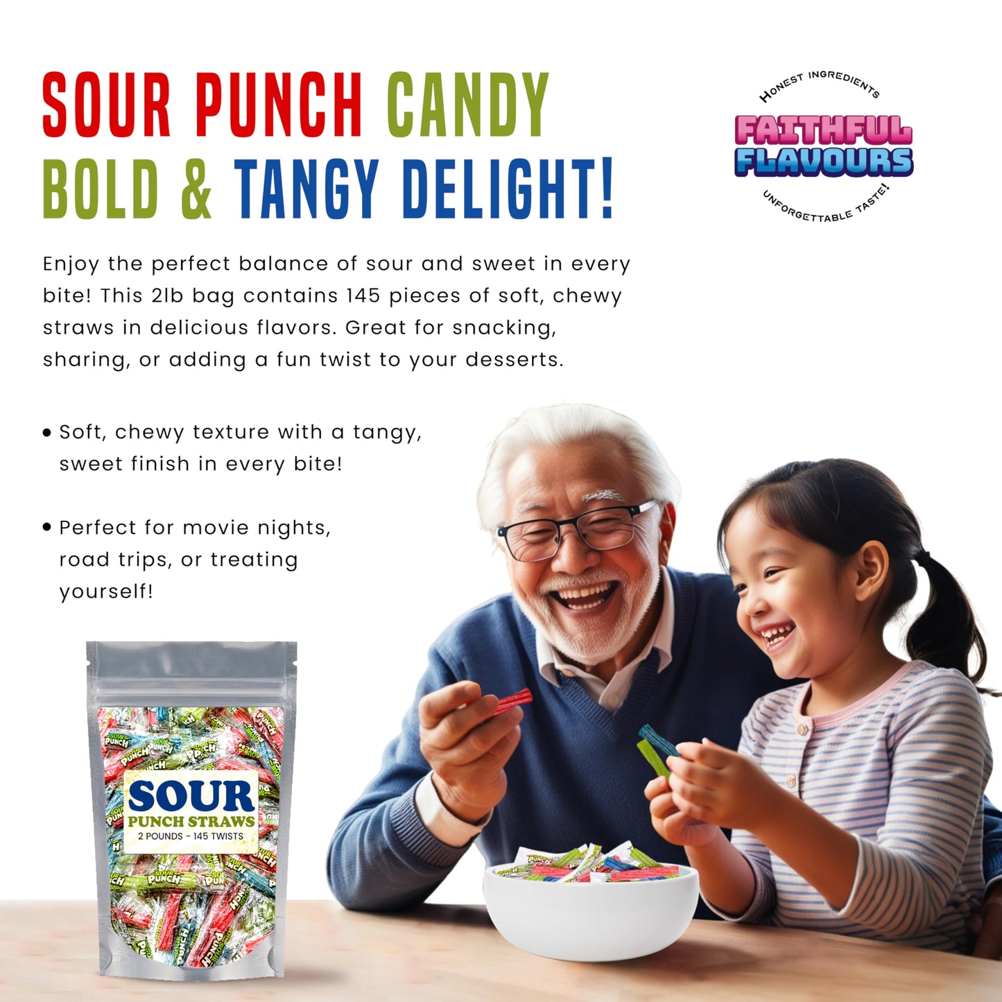 Sour Punch Straws - Sour Candy Bulk Candy Individually Wrapped Assorted Flavors 3'' Sours Punch Twists Zesty & Tangy Delight - 2