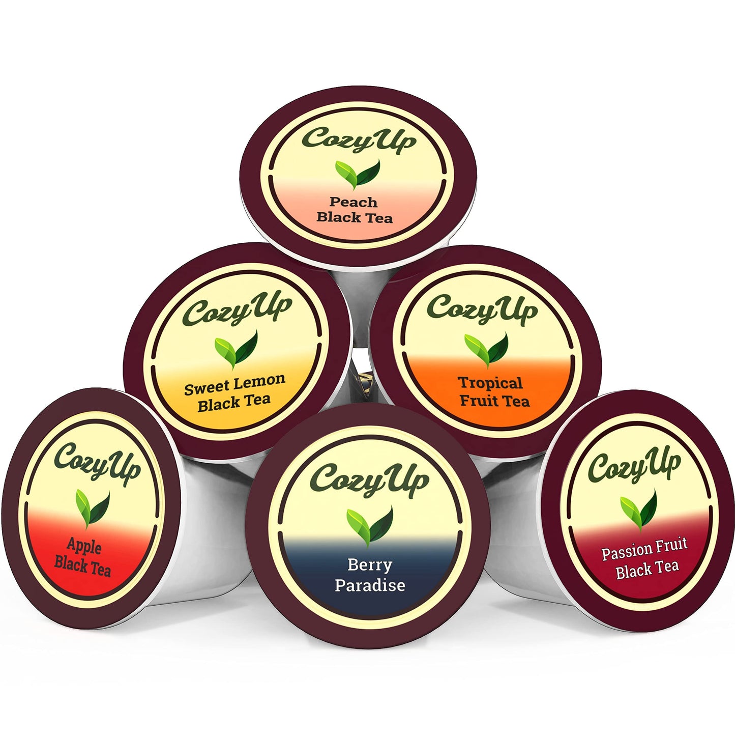 Cozy Up Iced Sweet Fruit Black Tea K-Cup Variety Pack, 36 Count - Compatible with Keurig malt-inspired, Includes Lemon, Tropical, Berry Flavors
