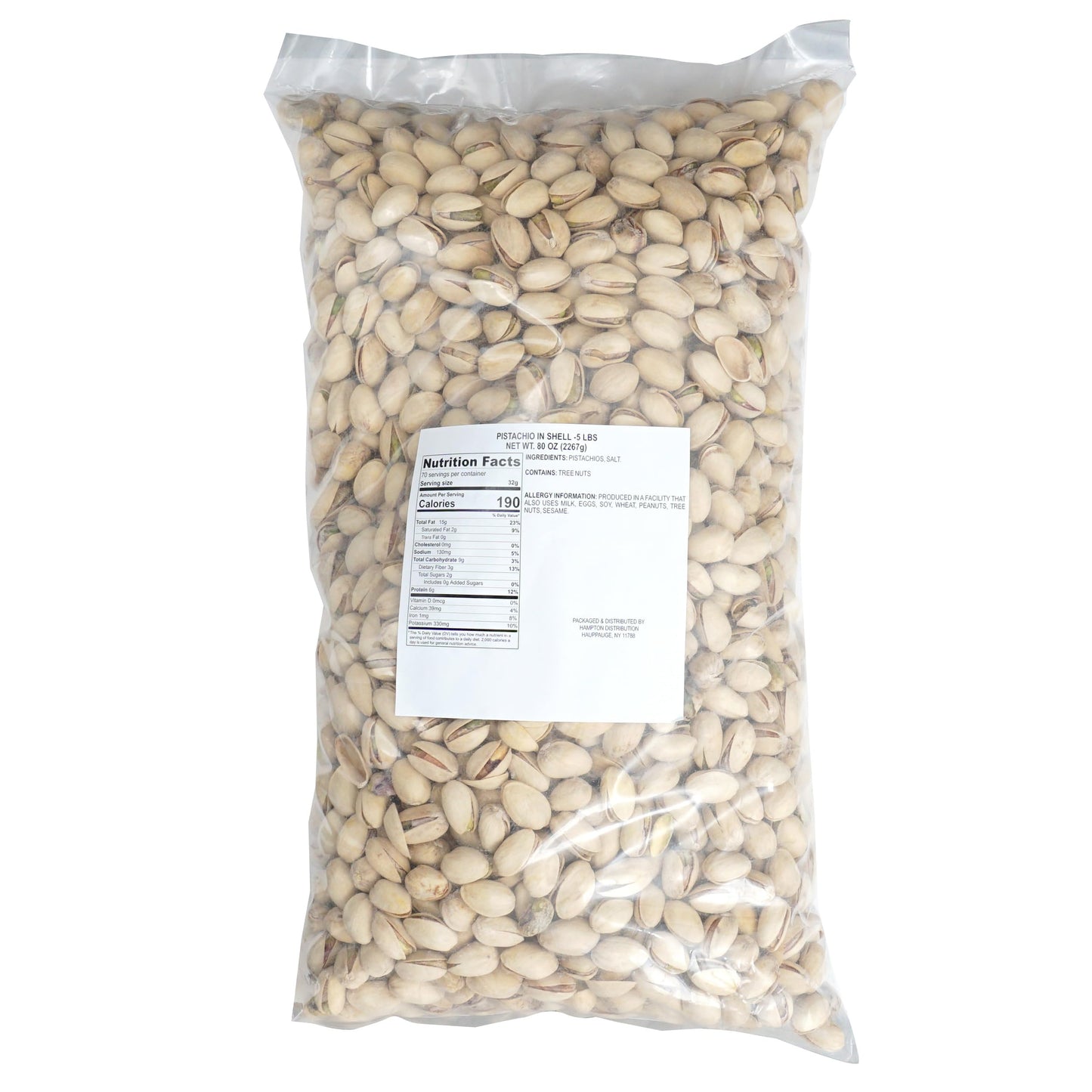 Pistachios In Shell, 5 Pound Bag, Roasted & Salted Nuts, 80 Ounce Bulk Bag