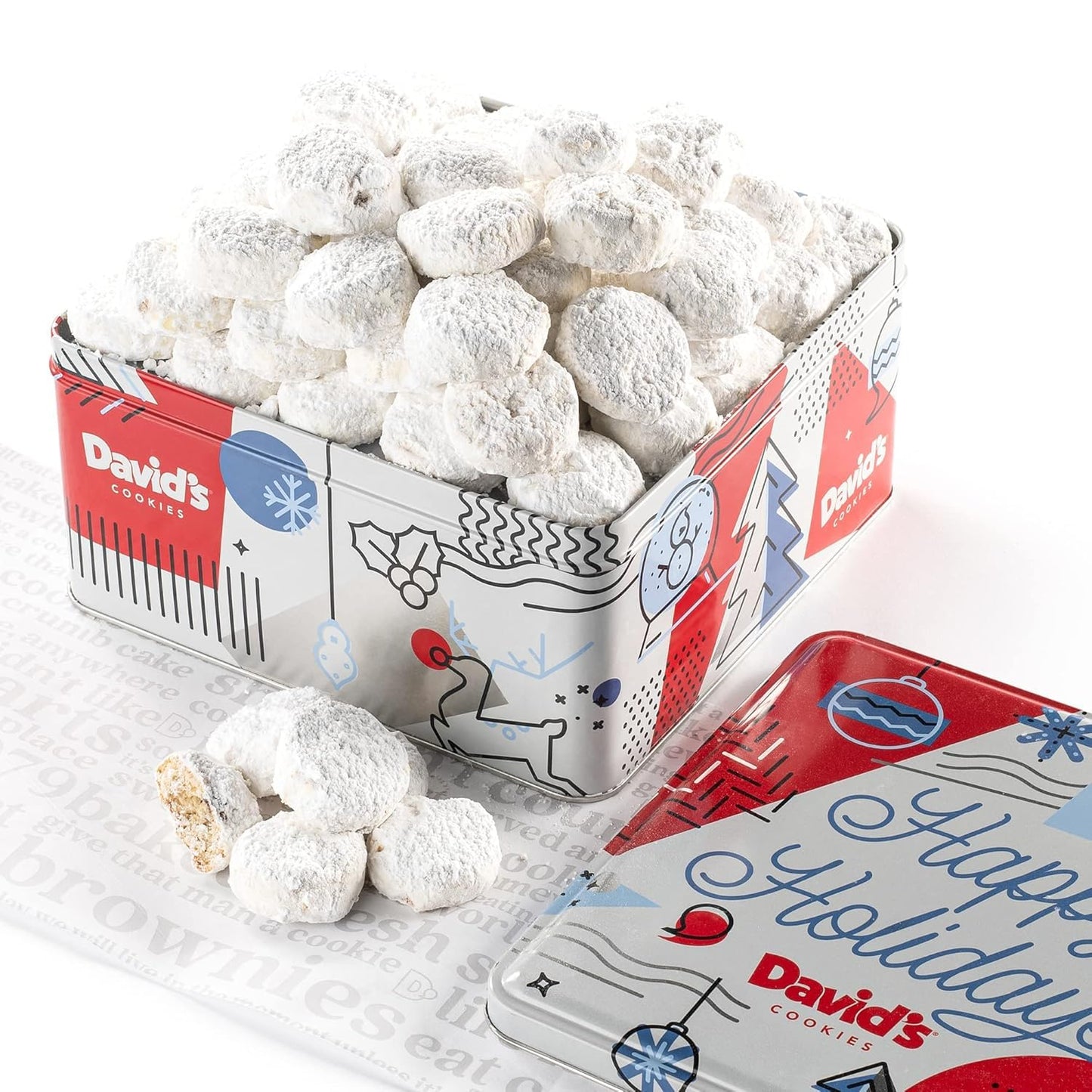 Davids Cookies Winter Wonderland Butter Pecan Meltaway Cookies Tin - Delicious Butter Cookies with Crunchy Pecans - Soft & Melt