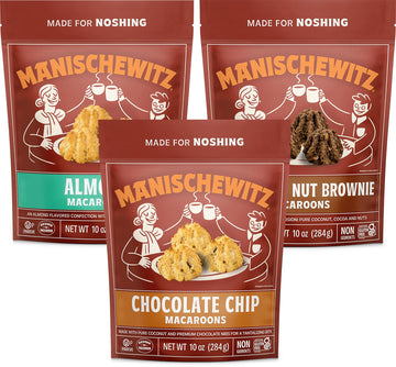 Manischewitz Gluten Free Macaroons 10oz (3 Pack Variety) Almond, Chocolate Chip, Chocolate Nut Brownie | Lactose Free, Vegetaria