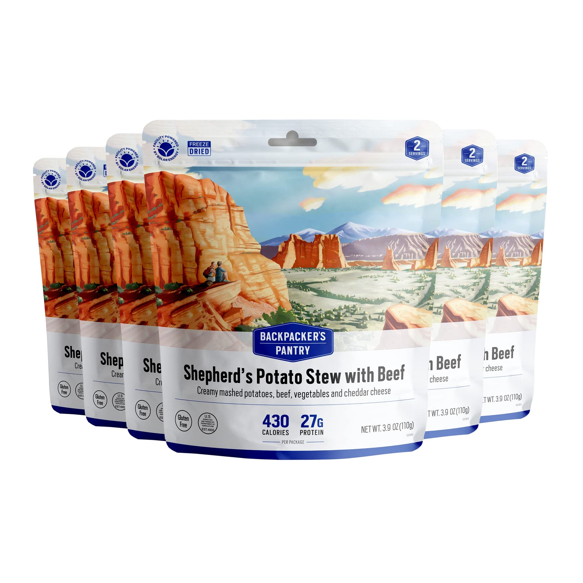 Backpackers Pantry Shepherds Potato Stew with Beef, 2 Servings Per Pouch (6 Count), Freeze Dried Food, 13 Grams of Protein, Gluten Free