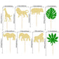 Gyufise 24Pcs Gold Jungle Safari Animal Cupcake Toppers Green Leaf Safari Jungle Wild Animals Cupcake Picks For Jungle Theme Bab