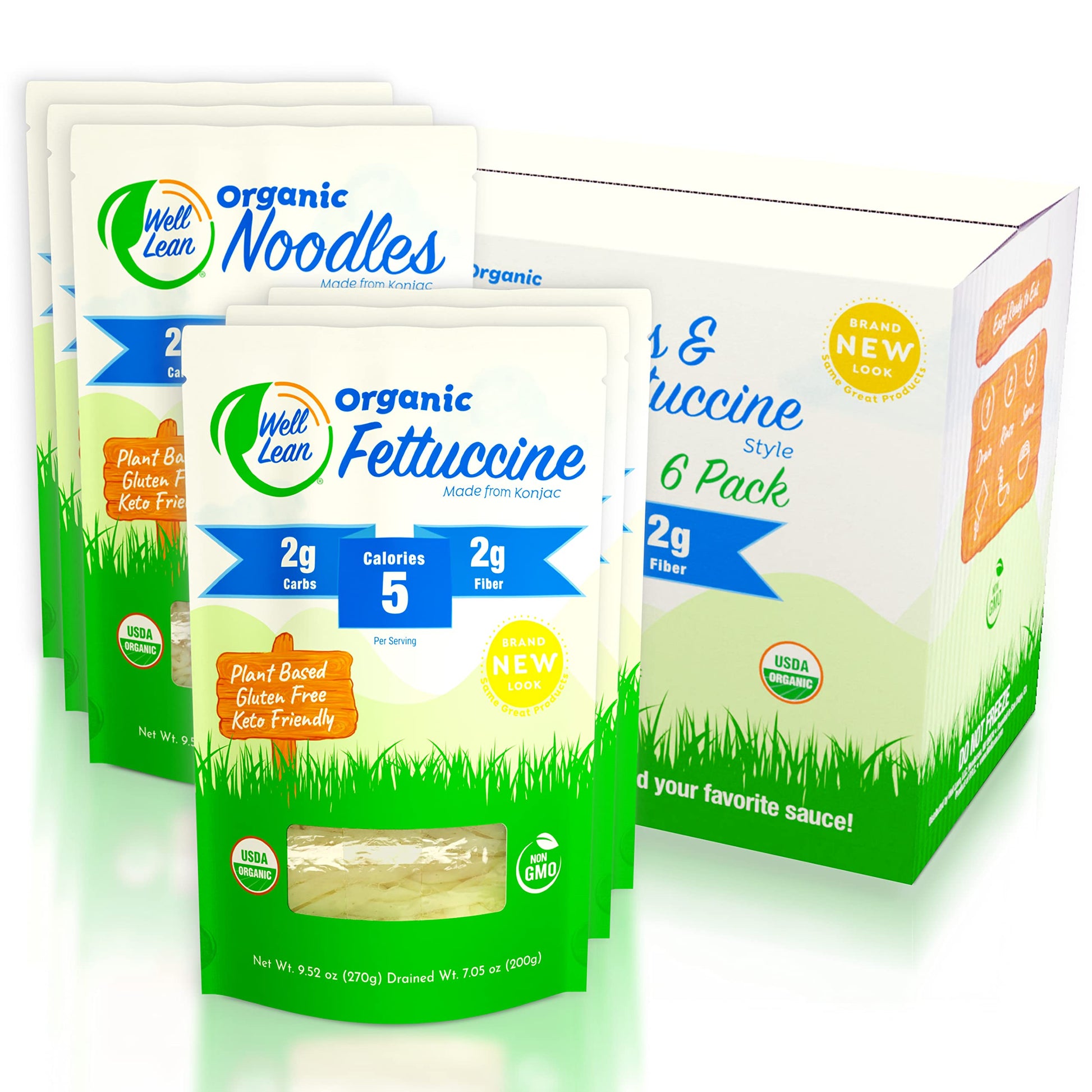 Well Lean Organic Variety Pack - Premium Shirataki Konjac Pasta - USDA Organic, 100% Plant Based, Keto Friendly, Zero Net Carb, 