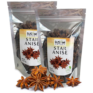 Fusion Select 8 Oz Dried Star Anise - Whole Badian Spice for Oriental & Indian Dishes & Recipes - Natural Herbs & Seasoning for 