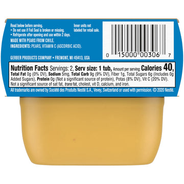 Gerber Baby Food Pear, 2 Oz, 2 Ct Tubs