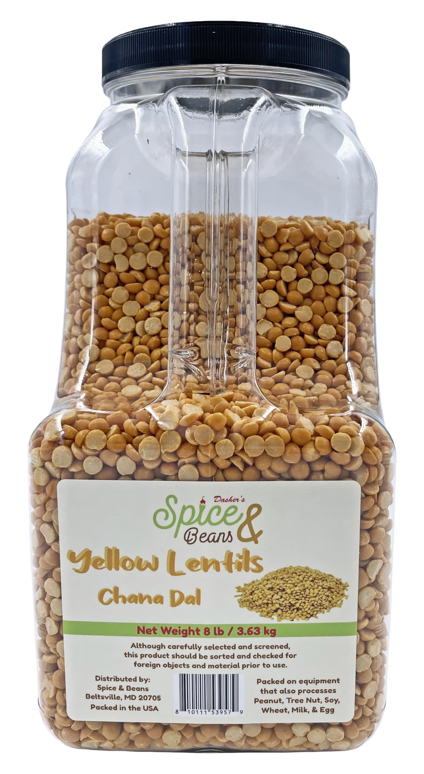 Split Yellow Lentils | Chana Dal | by Dasher's Spice & Beans | 8 lb