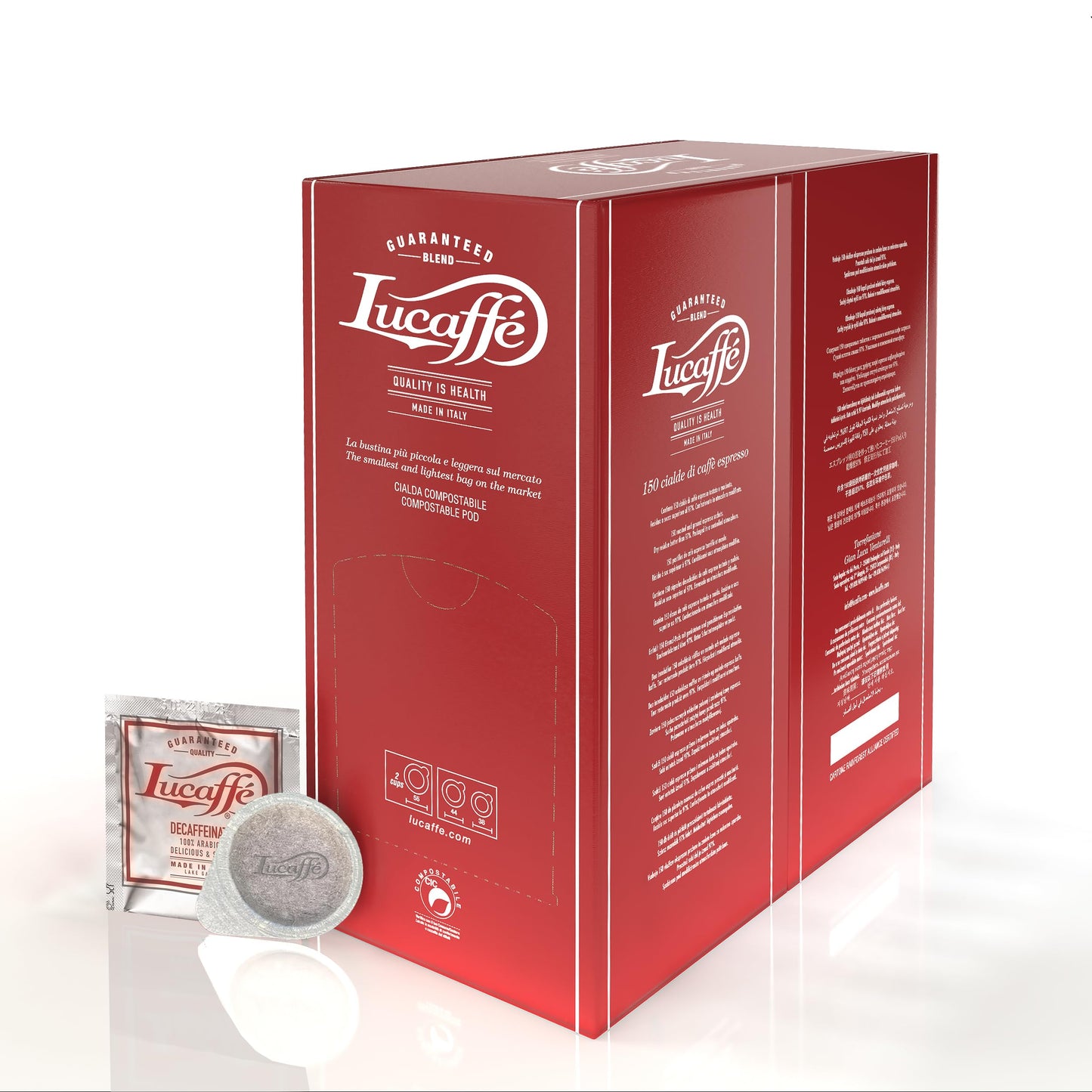 Lucaffe Decaf 100% Arabica Ese 150 Espresso Pods