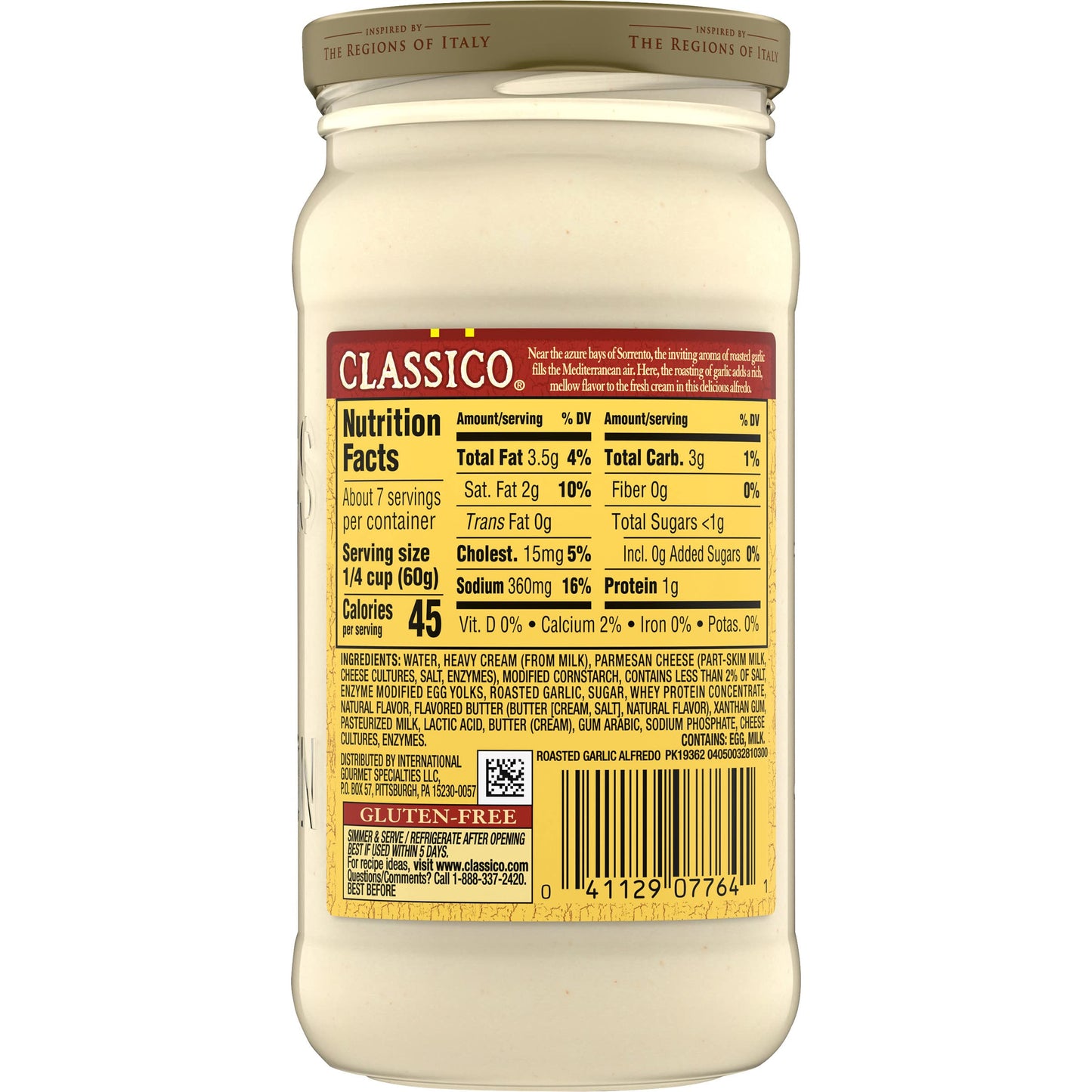 Classico Roasted Garlic Alfredo Pasta Sauce, 15 oz Jar