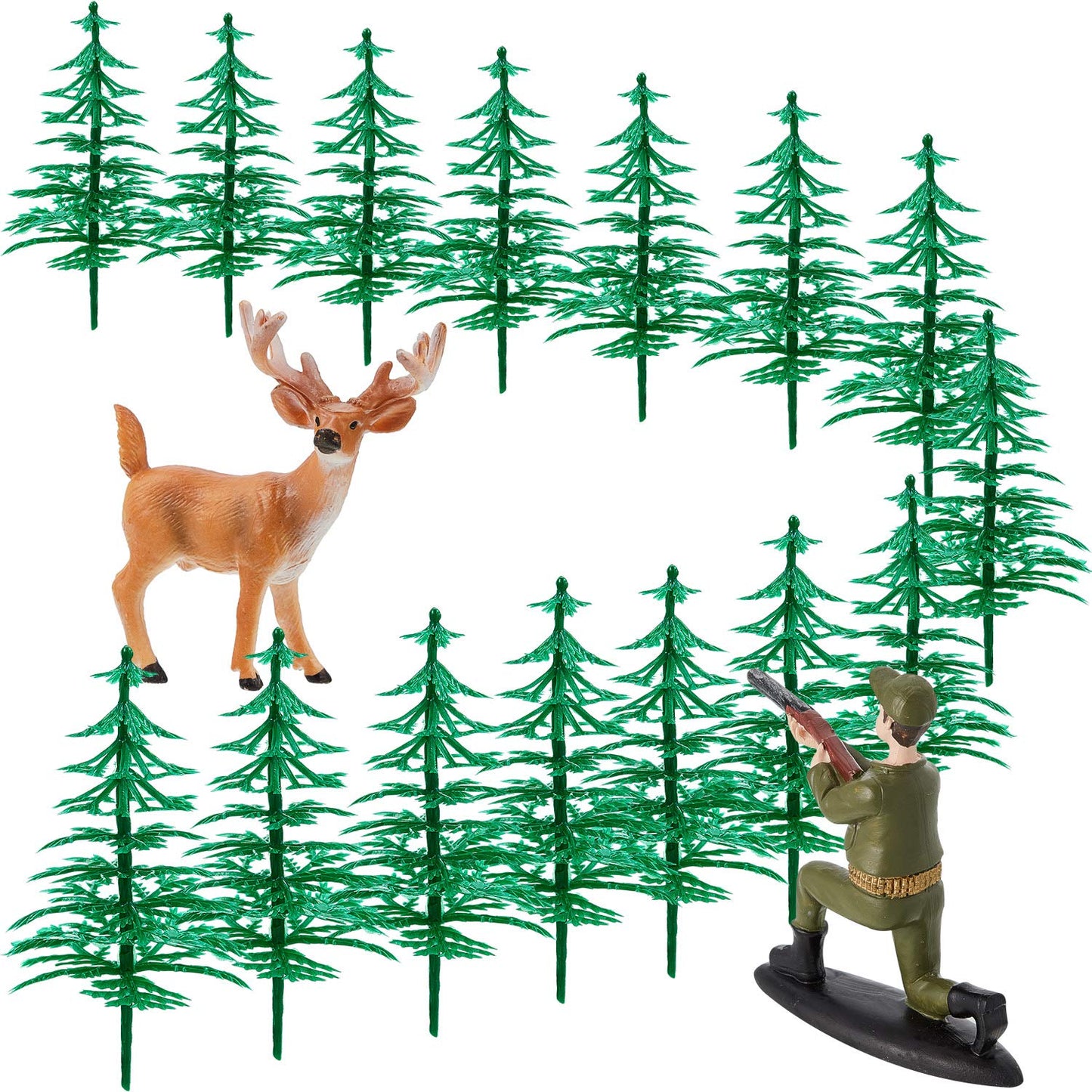17 Pieces Deer Hunting Cake Topper Christmas Tree Cake Decorations Deer Hunting Theme Cake Topper For Birthday Party Deer Huntin