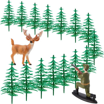 17 Pieces Deer Hunting Cake Topper Christmas Tree Cake Decorations Deer Hunting Theme Cake Topper For Birthday Party Deer Huntin