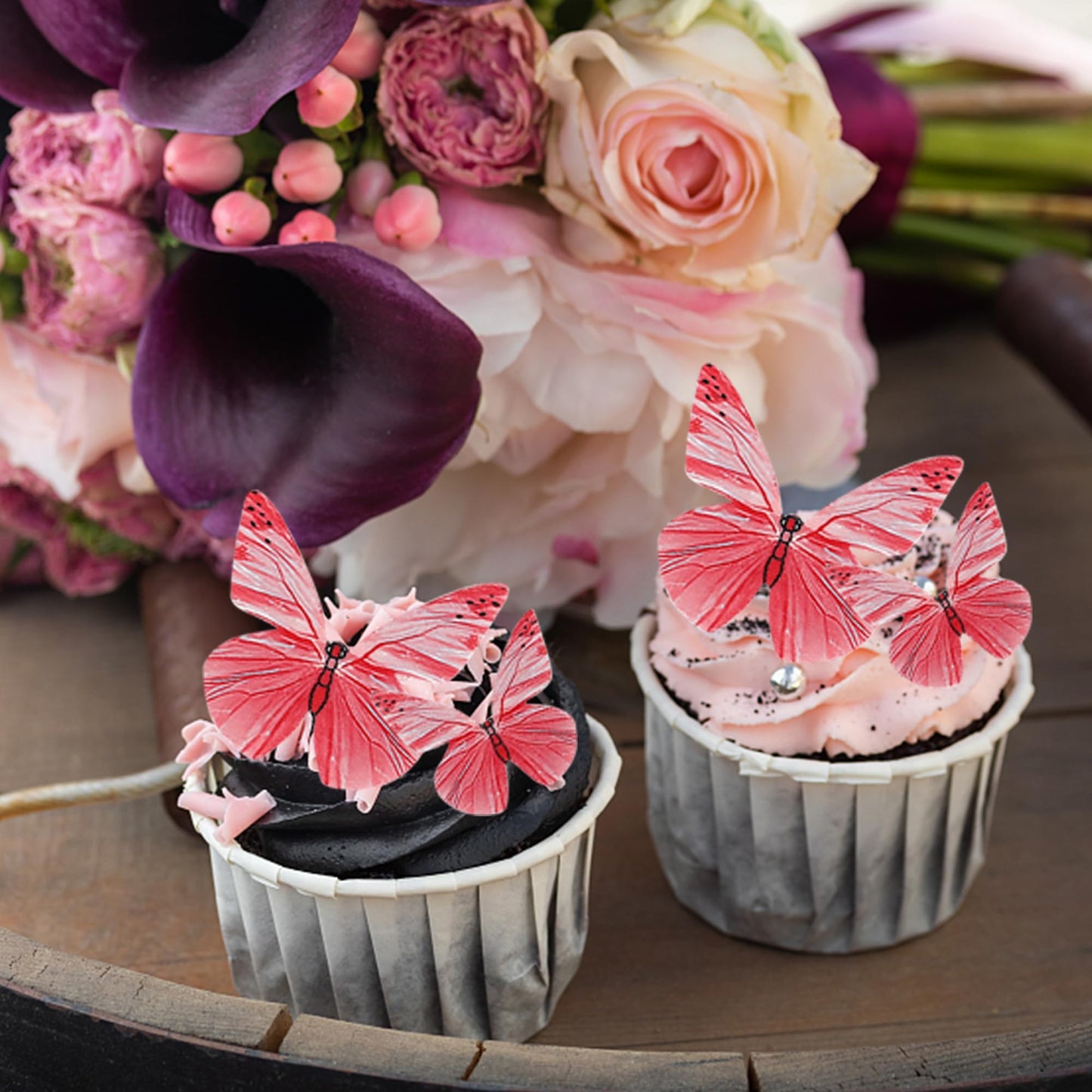 72Pcs Edible Cupcake Toppers - Butterfly Cake Decoration - Edible Butterfly Cupcake Picks For Baby Shower, Kids Birthday Party -