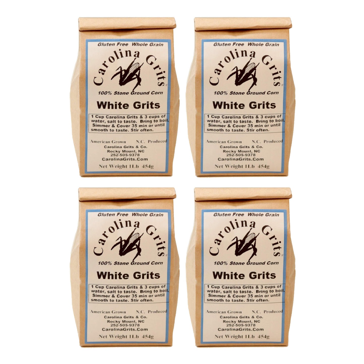 CAROLINA GRITS Traditionally Stone Ground White Grits, 1 Pound (Pack of 4)