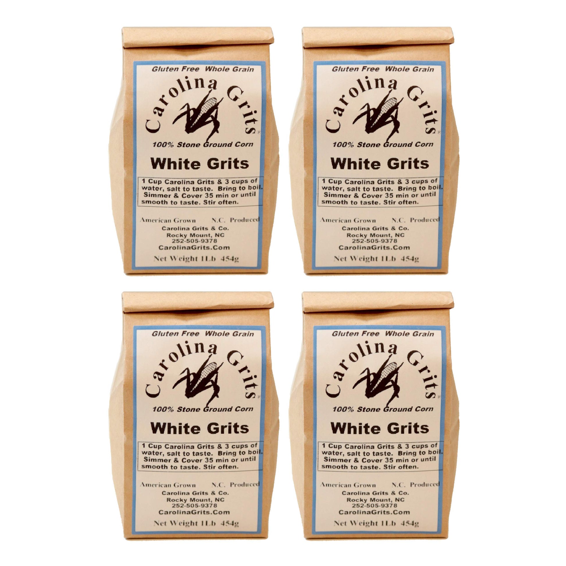 CAROLINA GRITS Traditionally Stone Ground White Grits, 1 Pound (Pack of 4)