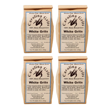 CAROLINA GRITS Traditionally Stone Ground White Grits, 1 Pound (Pack of 4)