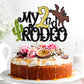 ZHUOWEISM Cake Topper for 2nd Birthday Party, Brown Glitter Cactus Decoration, Western Theme