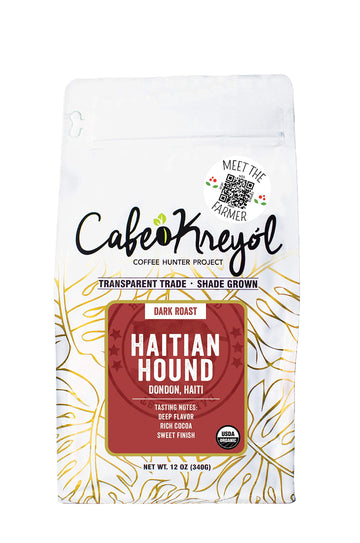 Cafe Kreyol Organic Haitian Hound | 12 Oz - Haitian Blue Dark Roast Coffee - Whole Bean