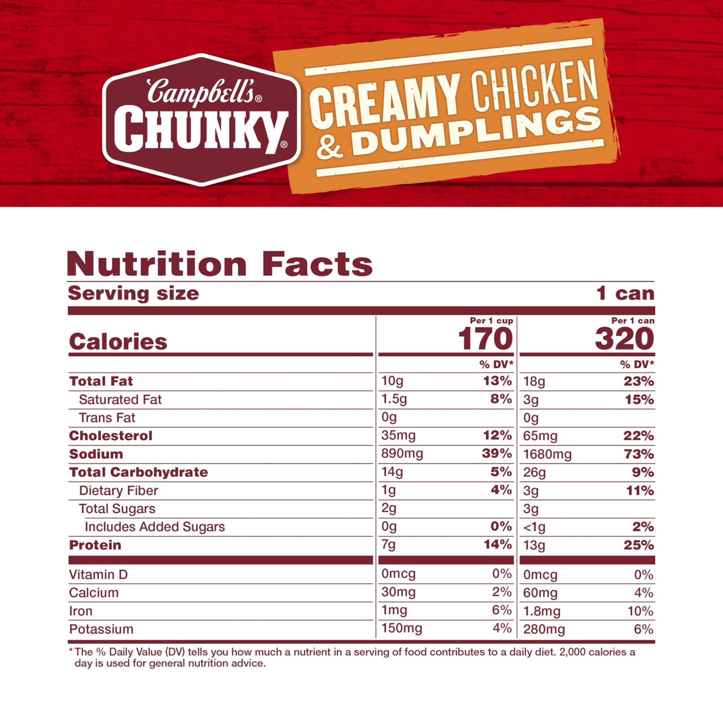 Campbell s Chunky Soup, Creamy Chicken and Dumplings Soup, 16.3 Oz Can (Case of 8)