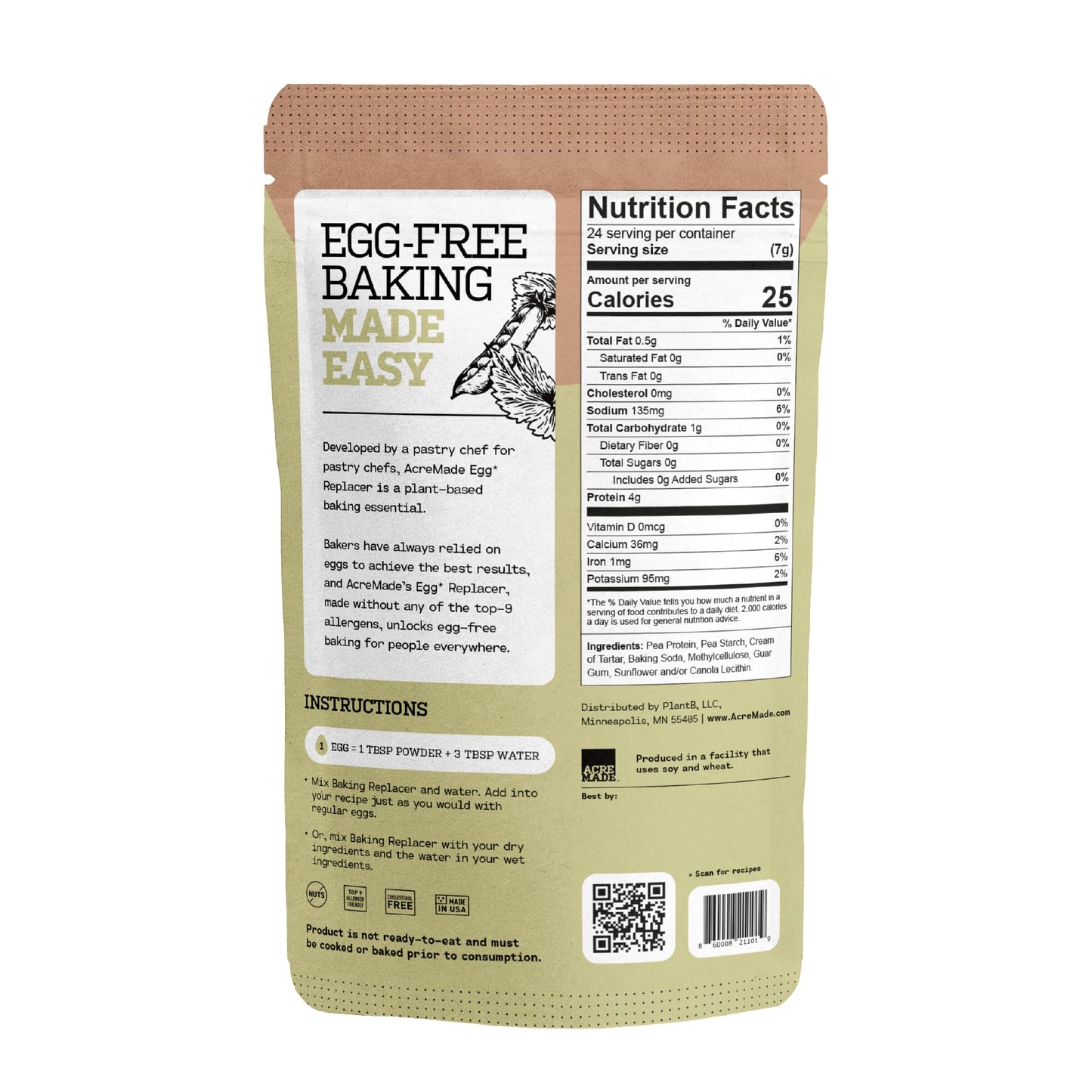 PURIS Plant-Based Egg Replacer, Vegan Powder, Gluten-Free, Non-GMO, 6 Ounce