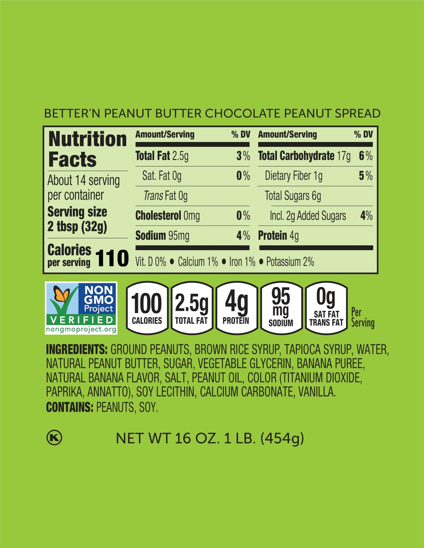 Better’n Peanut Butter Low Fat Chocolate Peanut Butter Spread, Creamy, Gluten Free, Dairy Free, Pack of 3, 16 oz Glass Jars